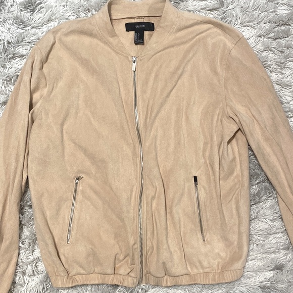 Nude suede bomber jacket. In size small. - Picture 1 of 3